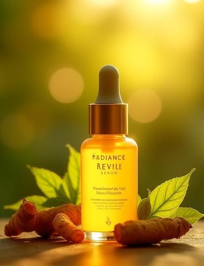 Radiance Revive Serum product bottle with botanical elements